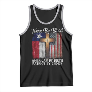 Proud American Texan Jesus Tank Top Texan By Blood American By Birth Patriot By Choice Cross TS11 Black Athletic Heather Print Your Wear