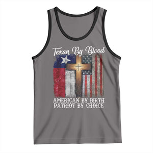 Proud American Texan Jesus Tank Top Texan By Blood American By Birth Patriot By Choice Cross TS11 Deep Heather Black Print Your Wear