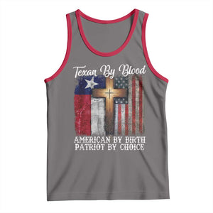 Proud American Texan Jesus Tank Top Texan By Blood American By Birth Patriot By Choice Cross TS11 Deep Heather Red Print Your Wear
