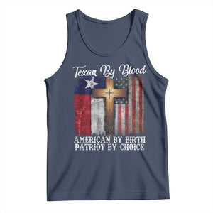 Proud American Texan Jesus Tank Top Texan By Blood American By Birth Patriot By Choice Cross TS11 Navy Print Your Wear