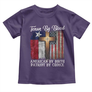 Proud American Texan Jesus Toddler T Shirt Texan By Blood American By Birth Patriot By Choice Cross TS11 Purple Print Your Wear
