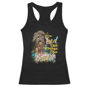 Christian African American Racerback Tank Top With God All Things Are Possible Black Prayer TS11 Black Print Your Wear