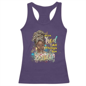 Christian African American Racerback Tank Top With God All Things Are Possible Black Prayer TS11 Purple Print Your Wear