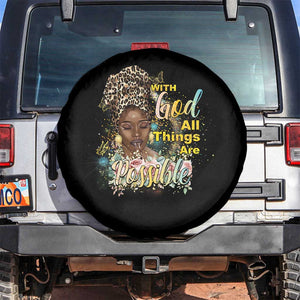 Christian African American Spare Tire Cover With God All Things Are Possible Black Prayer TS11 No hole Black Print Your Wear