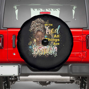 Christian African American Spare Tire Cover With God All Things Are Possible Black Prayer TS11 Black Print Your Wear
