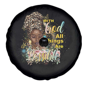 Christian African American Spare Tire Cover With God All Things Are Possible Black Prayer TS11 Print Your Wear