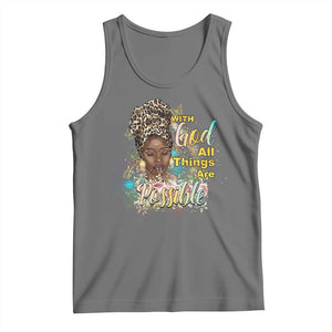 Christian African American Tank Top With God All Things Are Possible Black Prayer TS11 Black Heather Print Your Wear