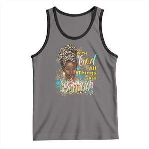 Christian African American Tank Top With God All Things Are Possible Black Prayer TS11 Deep Heather Black Print Your Wear