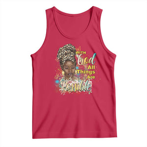 Christian African American Tank Top With God All Things Are Possible Black Prayer TS11 Red Print Your Wear
