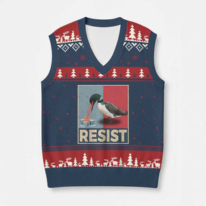 Minnesota Loon Resist V-Neck Knit Sweater Vest Loon Bird Laser Ice Cube Poster Graphic TS11 Navy Red Print Your Wear