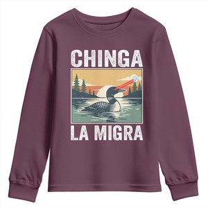 Chinga La Migra Youth Sweatshirt Minnesota Loon Laser Ice Cube Political Protest TS11 Maroon Print Your Wear