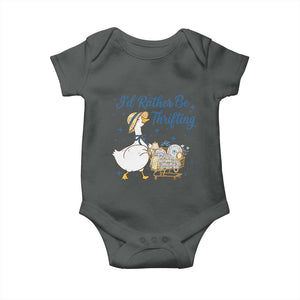 Silly Goose I Would Rather Be Thrifting Baby Onesie Funny Shopping Goose TS11 Dark Heather Print Your Wear