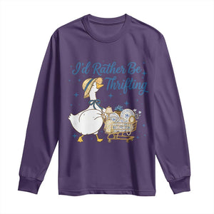 Silly Goose I Would Rather Be Thrifting Long Sleeve Shirt Funny Shopping Goose TS11 Purple Print Your Wear