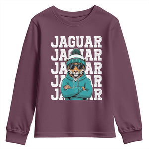 Jaguar Lover Youth Sweatshirt JJF Football Fan Game Day TS11 Maroon Print Your Wear
