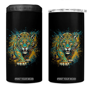 Mandala Spiritual Jaguar Zen Art 4 in 1 Can Cooler Tumbler TS11 One Size: 16 oz Black Print Your Wear