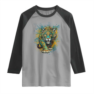 Mandala Spiritual Jaguar Zen Art Raglan Shirt TS11 Sport Gray Black Print Your Wear