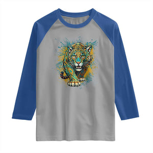 Mandala Spiritual Jaguar Zen Art Raglan Shirt TS11 Sport Gray Royal Print Your Wear