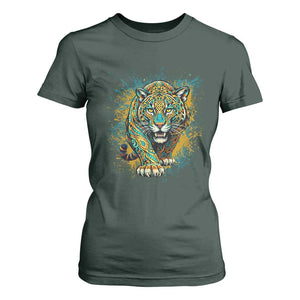 Mandala Spiritual Jaguar Zen Art T Shirt For Women TS11 Dark Forest Green Print Your Wear