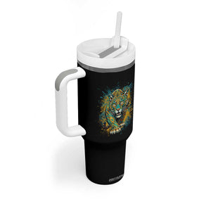 Mandala Spiritual Jaguar Zen Art Tumbler With Handle TS11 Print Your Wear