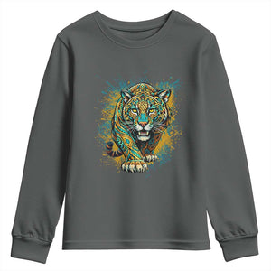 Mandala Spiritual Jaguar Zen Art Youth Sweatshirt TS11 Dark Heather Print Your Wear