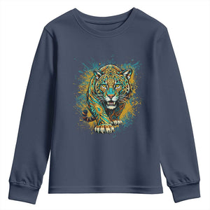 Mandala Spiritual Jaguar Zen Art Youth Sweatshirt TS11 Navy Print Your Wear