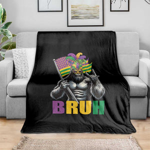Funny Mardi Gras Bigfoot Bruh Throw Blanket Sasquatch Carnival NOLA American Flag TS11 Print Your Wear