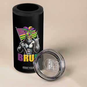 Funny Mardi Gras Bigfoot Bruh 4 in 1 Can Cooler Tumbler Sasquatch Carnival NOLA American Flag TS11 Print Your Wear
