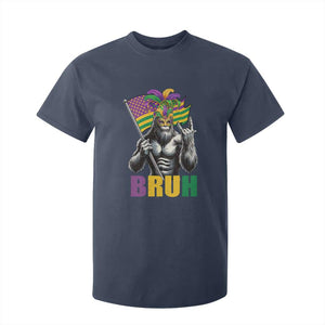 Funny Mardi Gras Bigfoot Bruh T Shirt For Kid Sasquatch Carnival NOLA American Flag TS11 Navy Print Your Wear