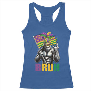 Funny Mardi Gras Bigfoot Bruh Racerback Tank Top Sasquatch Carnival NOLA American Flag TS11 Royal Blue Print Your Wear