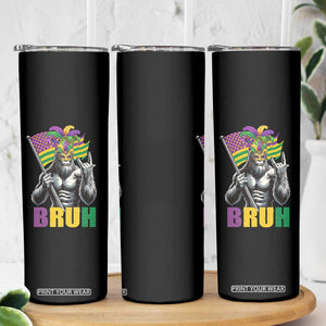 Funny Mardi Gras Bigfoot Bruh Skinny Tumbler Sasquatch Carnival NOLA American Flag TS11 Print Your Wear