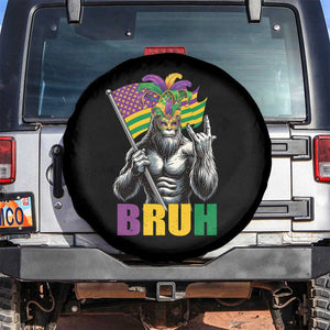 Funny Mardi Gras Bigfoot Bruh Spare Tire Cover Sasquatch Carnival NOLA American Flag TS11 No hole Black Print Your Wear