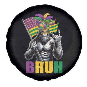 Funny Mardi Gras Bigfoot Bruh Spare Tire Cover Sasquatch Carnival NOLA American Flag TS11 Print Your Wear