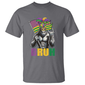 Funny Mardi Gras Bigfoot Bruh T Shirt Sasquatch Carnival NOLA American Flag TS11 Charcoal Print Your Wear