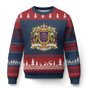 The Original Mardi Gras Mobile Alabama Since 1703 Ugly Christmas Sweater Funny Carnival TS11 Navy Red Print Your Wear