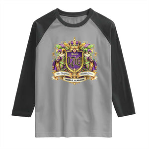 The Original Mardi Gras Mobile Alabama Since 1703 Raglan Shirt Funny Carnival TS11 Sport Gray Black Print Your Wear