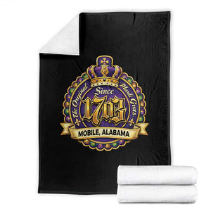 The Original Mardi Gras Mobile Alabama Since 1703 Throw Blanket TS11 Black Print Your Wear