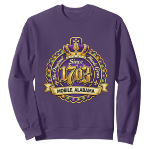 The Original Mardi Gras Mobile Alabama Since 1703 Sweatshirt TS11 Purple Print Your Wear
