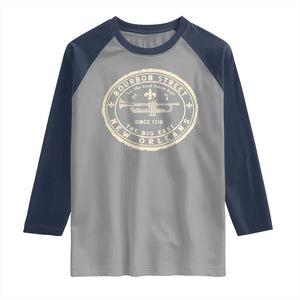 New Orleans Bourbon Street The Big Easy Raglan Shirt Let The Good Times Roll TS11 Sport Gray Navy Print Your Wear