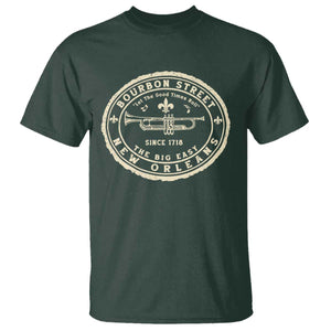New Orleans Bourbon Street The Big Easy T Shirt Let The Good Times Roll TS11 Dark Forest Green Print Your Wear