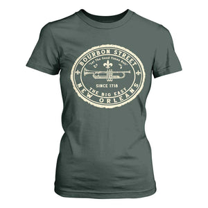 New Orleans Bourbon Street The Big Easy T Shirt For Women Let The Good Times Roll TS11 Dark Forest Green Print Your Wear
