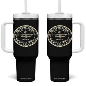 New Orleans Bourbon Street The Big Easy Tumbler With Handle Let The Good Times Roll TS11 One Size: 40 oz Black Print Your Wear