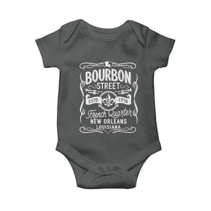 Bourbon Street French Quarter New Orleans Vintage Scrollwork Baby Onesie TS11 Dark Heather Print Your Wear