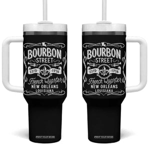 Bourbon Street French Quarter New Orleans Vintage Scrollwork Tumbler With Handle TS11 One Size: 40 oz Black Print Your Wear
