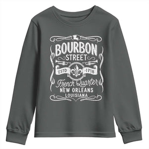 Bourbon Street French Quarter New Orleans Vintage Scrollwork Youth Sweatshirt TS11 Dark Heather Print Your Wear