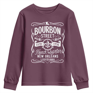 Bourbon Street French Quarter New Orleans Vintage Scrollwork Youth Sweatshirt TS11 Maroon Print Your Wear