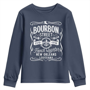 Bourbon Street French Quarter New Orleans Vintage Scrollwork Youth Sweatshirt TS11 Navy Print Your Wear
