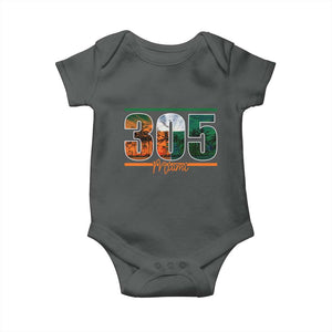 305 Miami Baby Onesie Area Code Florida FL Vintage Palm Trees TS11 Dark Heather Print Your Wear