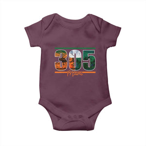 305 Miami Baby Onesie Area Code Florida FL Vintage Palm Trees TS11 Maroon Print Your Wear