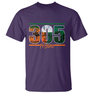 305 Miami T Shirt Area Code Florida FL Vintage Palm Trees TS11 Purple Print Your Wear