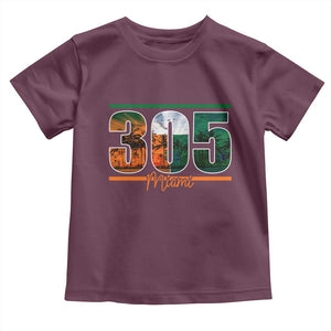 305 Miami Toddler T Shirt Area Code Florida FL Vintage Palm Trees TS11 Maroon Print Your Wear